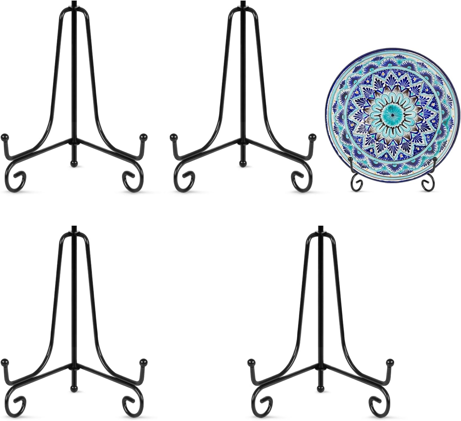 Tatuo 4 Packs Plate Holder for Display, 4 Inch Gold Plate