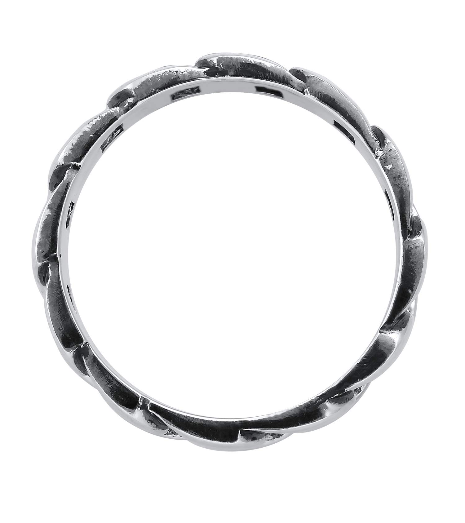 Kuzzoi Massiver Herrenring(8mm) schwarz oxidiert Bandring 925 Silber | Männer 925 Silber Ring im Chunky Chain Look Ringgröße 60