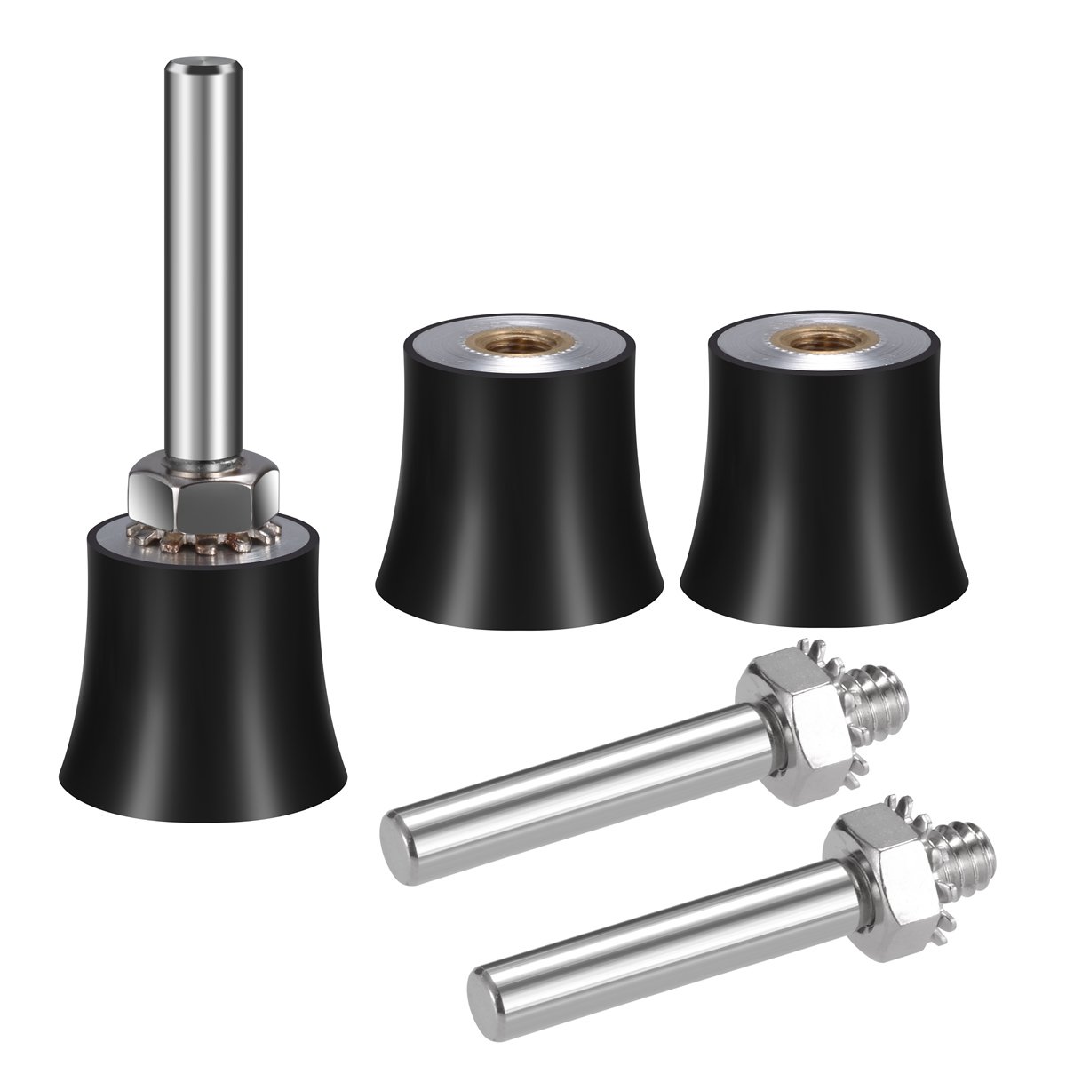 Lot De 3 Supports Disque Roloc 50 Mm Tige 6,35 Mm - Mandrin Caoutchouc Pour Ponçage, Polissage, Meuleuse