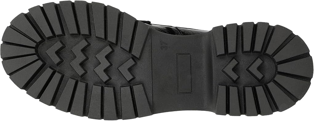 WOJAS - Women's Patent Leather Moccasins with Thick Sole, Elegant Slippers, Decorative Stitching, 46124-31 - Black