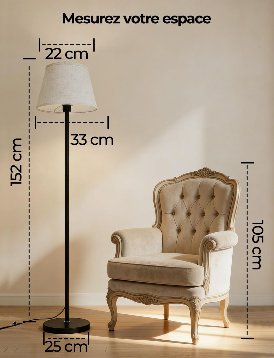 Lampadaire LED sur Pied Salon avec Variateur RGB, Double commande par Télécommande et interrupteur au pied, 9 couleurs + 6 modes Dynamiques, 152CM Moderne& 1200LM Ampoule, CRI92,pour Chambre et Bureau