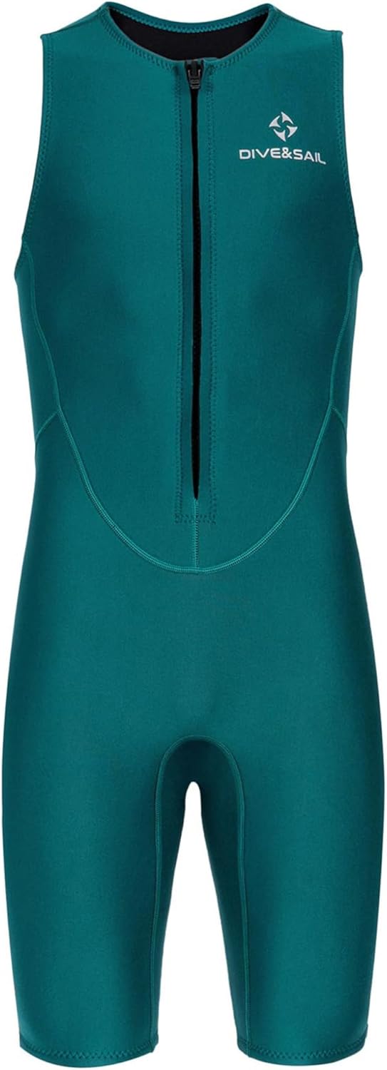 Hansber Men 2mm Neoprene Stretchy Diving Wetsuit Front Zipper Surfing Swimsuit Sleeveless Swim Jumpsuit