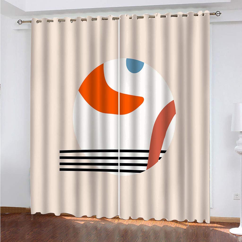 Maynuo Eyelet Curtains 3D Simple Geometric Printing Printed Home Decoration Thermal Insulated Soft Curtain For Bedroom 78X78inch Blackout Living Room