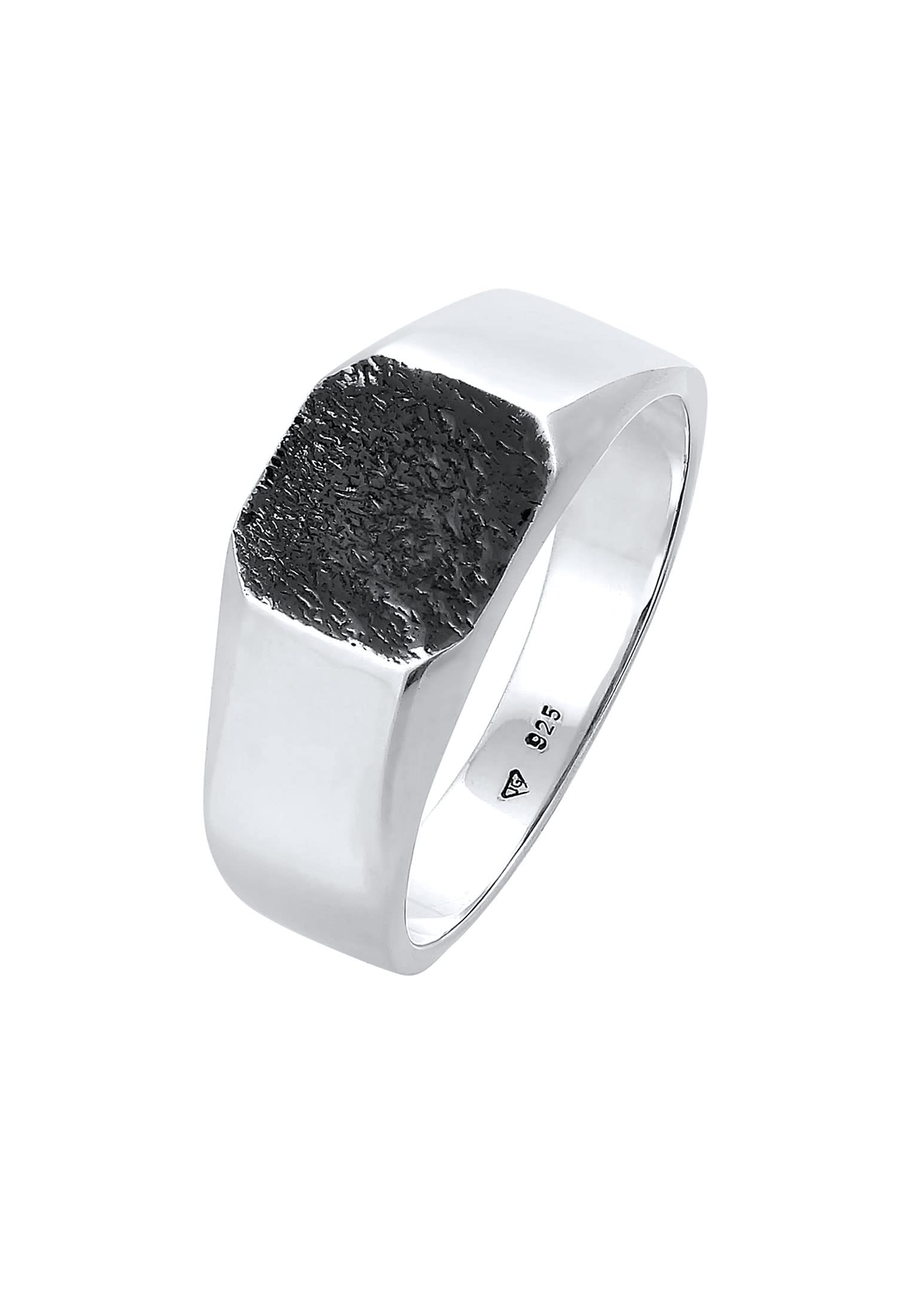 Kuzzoi Anillo de sello para hombre, 11 mm, cuadrado, mate, oxidado, plata 925
