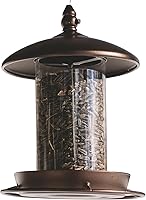Backyard Expressions Metal Bird Feeder - 6-Port Outdoor Hanging Cardinal Feeder with Large Weatherproof Roof & Tray