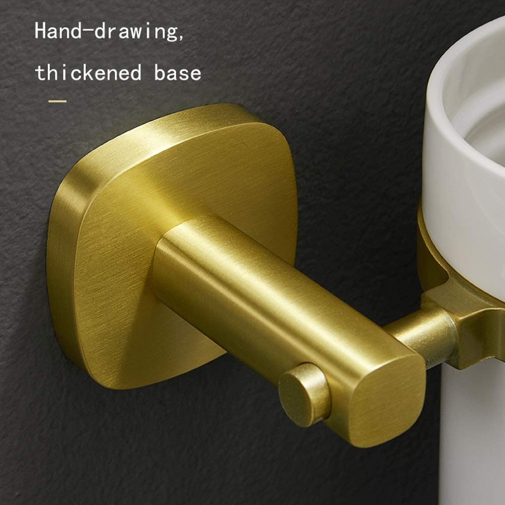 Nff Spazzola E Supporto per La Toilette, con Base A Muro A Muro Pennello per La Toletta Dorato, Manico Lungo con Setole Flessibili A 360 ° Spazzola da Toilette Flessibile 40 Cm