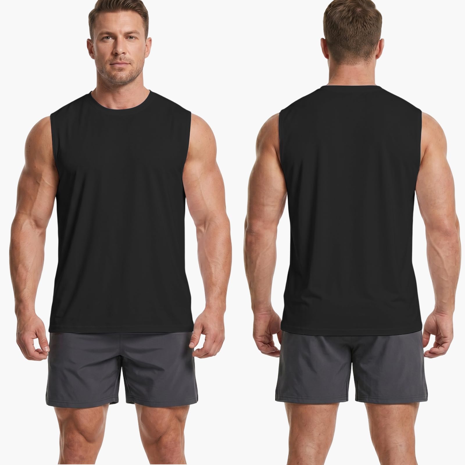 HYCOPROT Camiseta Sin Mangas Hombre Secado Rápido Muscle Tank Top Transpirable Absorbe Humedad Corte Holgado Fitness Gimnasio Running Entrenamiento Deportivo Casual Men Sleeveless Tops Workout Vest