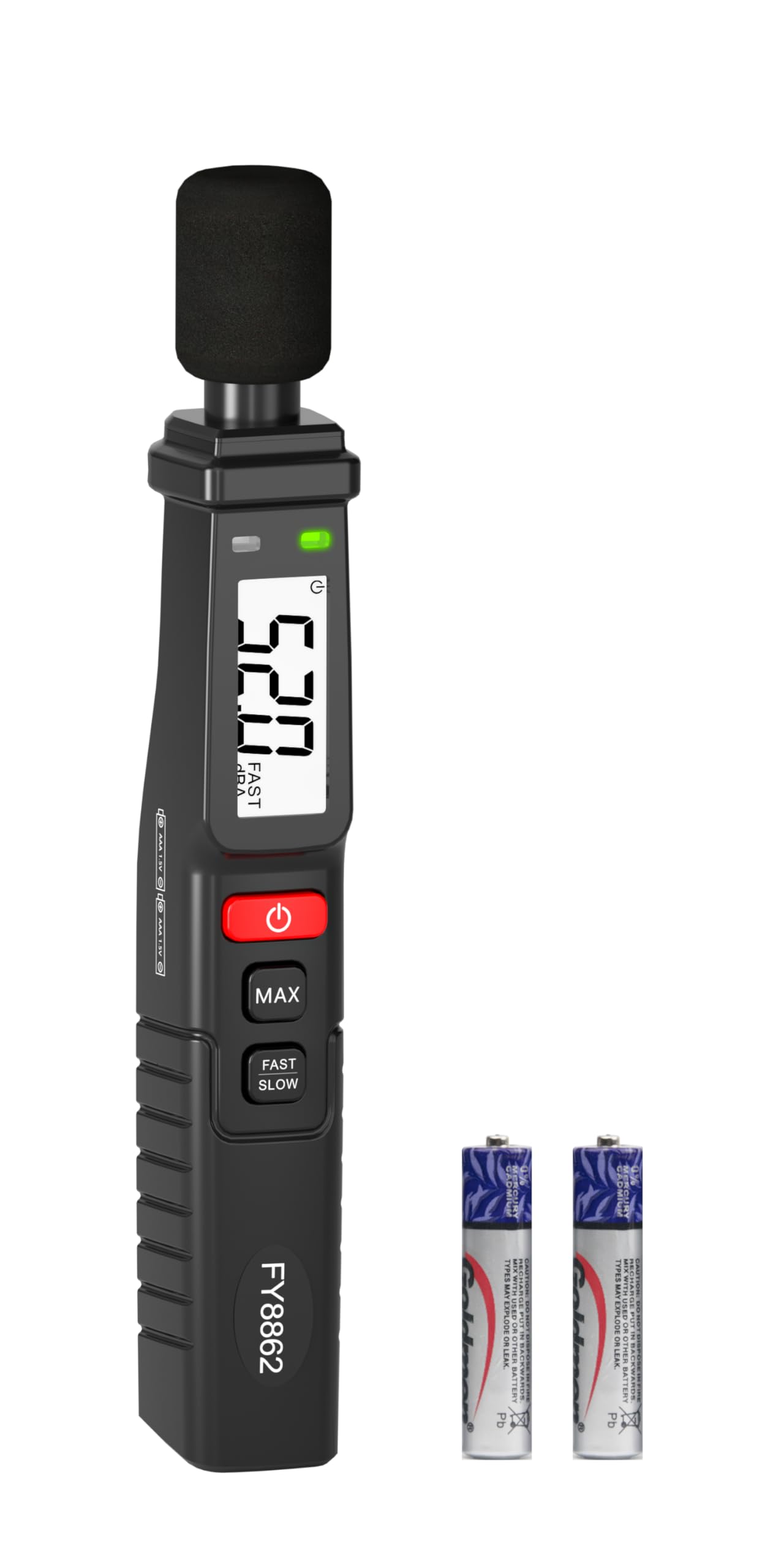 Decibel Meter, Digital Sound Level Meter Portable SPL Meter 30dB to 130dB with A Weighted, MAX Data Hold, Fast/Slow Mode, Clip-on Ultralight Noise Meter for Home Factory Classroom Office