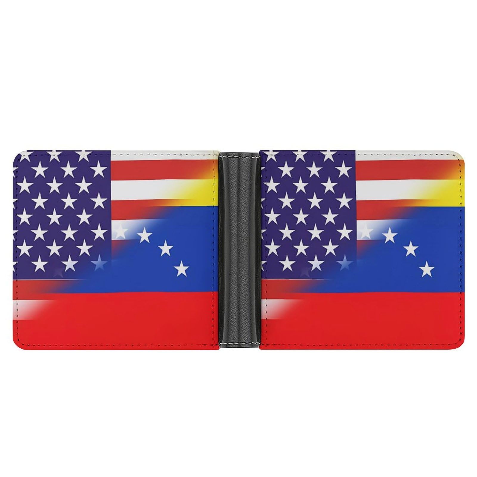 U.S. Venezuela Flag Funny Men's Slim Bifold Wallet with Multiple Card Slots Front Pocket Purse
