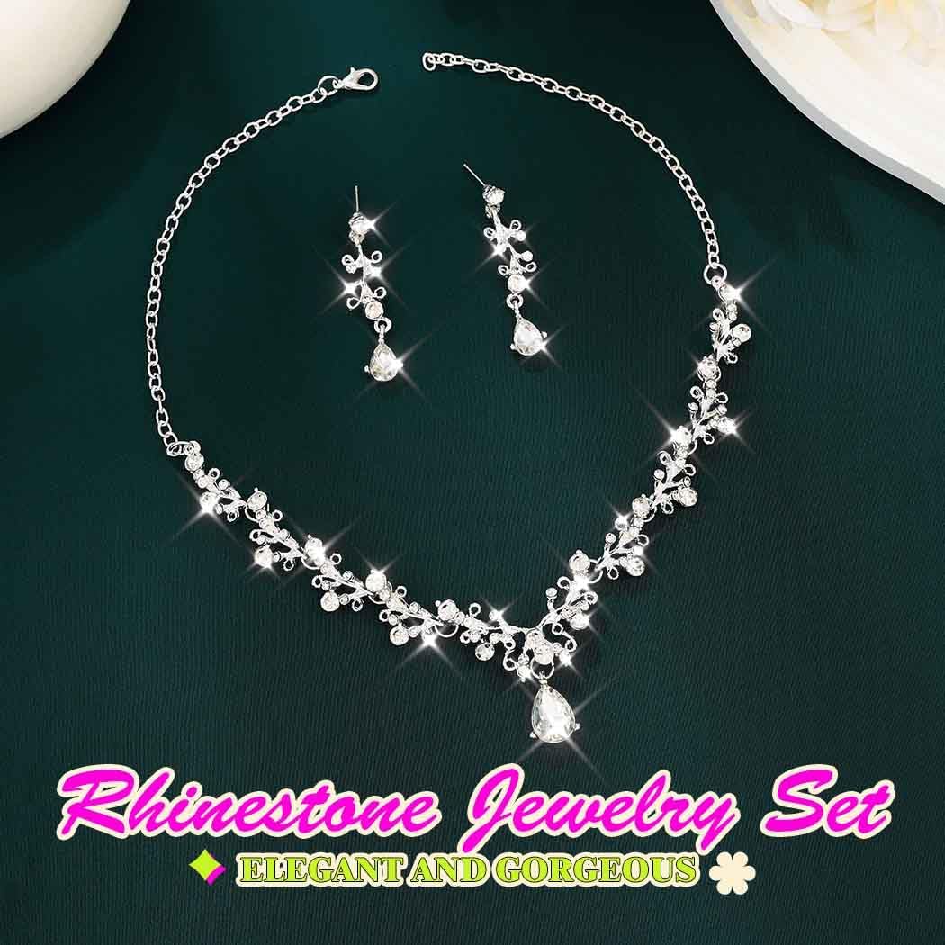 JAKAWIN Black Rhinestone Jewelry Set Formal Necklace Earrings Set for Women (3 Black) - Image 3