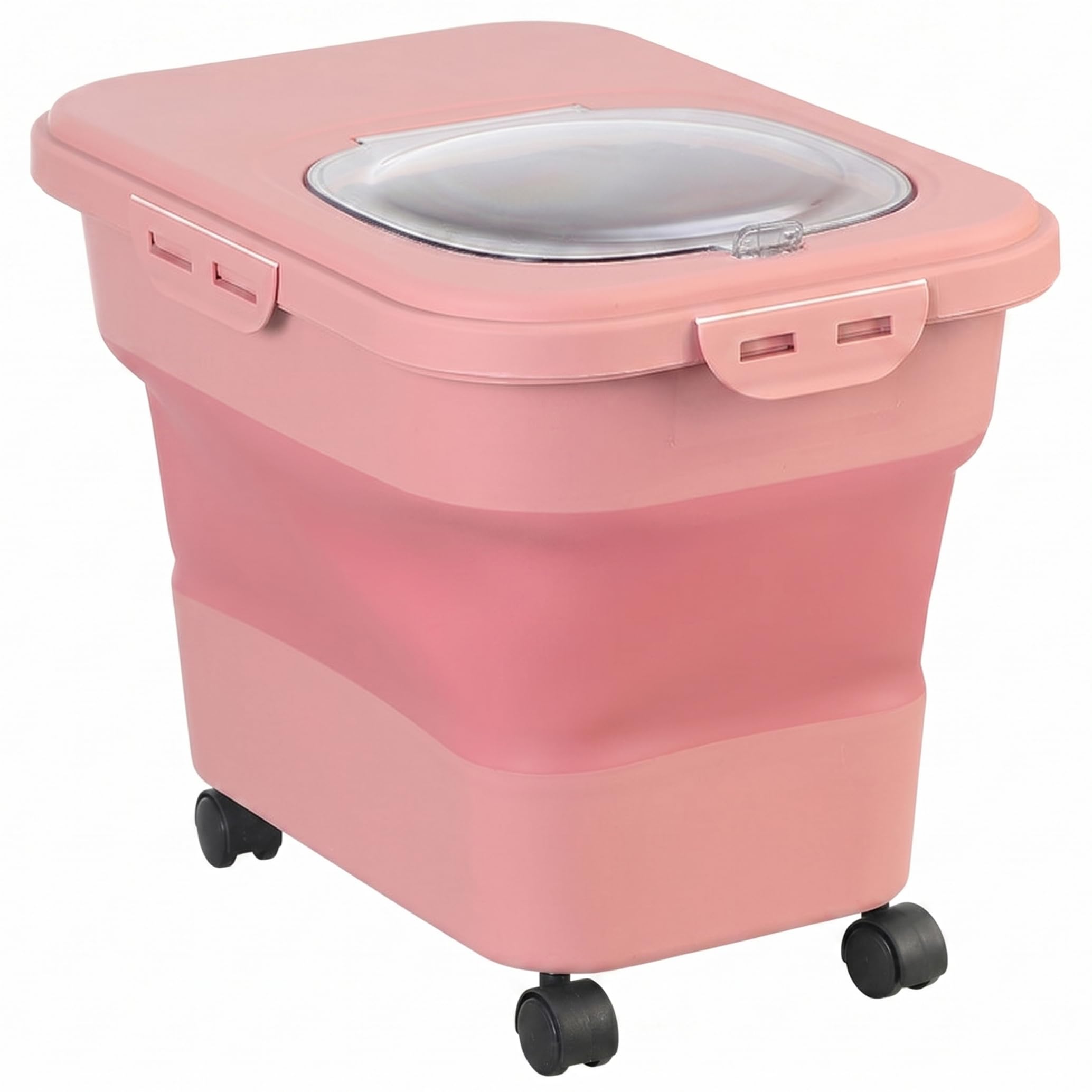 Bemonew Dog Food Bin, 20L Rolling Dog Food Storage Container, Airtight Collapsible Rice Container With Wheels For Home