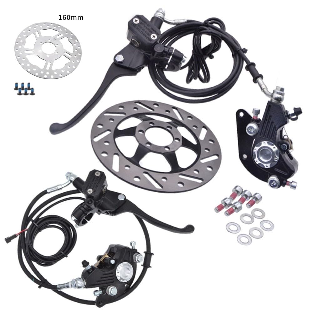 Set di freni a disco idraulici per e-bike Fatbike con funzione Power-Off, doppio pistone, in lega di alluminio, dischi da 160/180 mm, olio DOT4, interfaccia SM a 2 pin, anteriore/posteriore