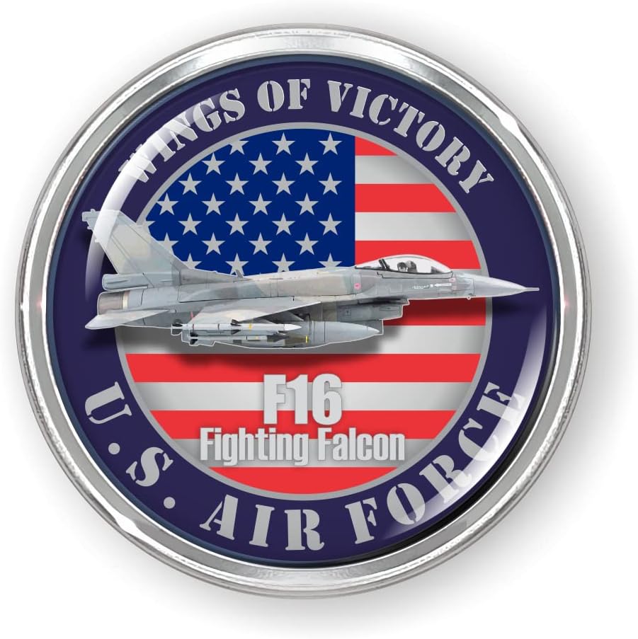 Aviones veteranos de la Fuerza Aérea de los Estados Unidos F-16 Fighting Falcon colección de calcomanías de vinilo redondas Wing of Victory 3D Dome