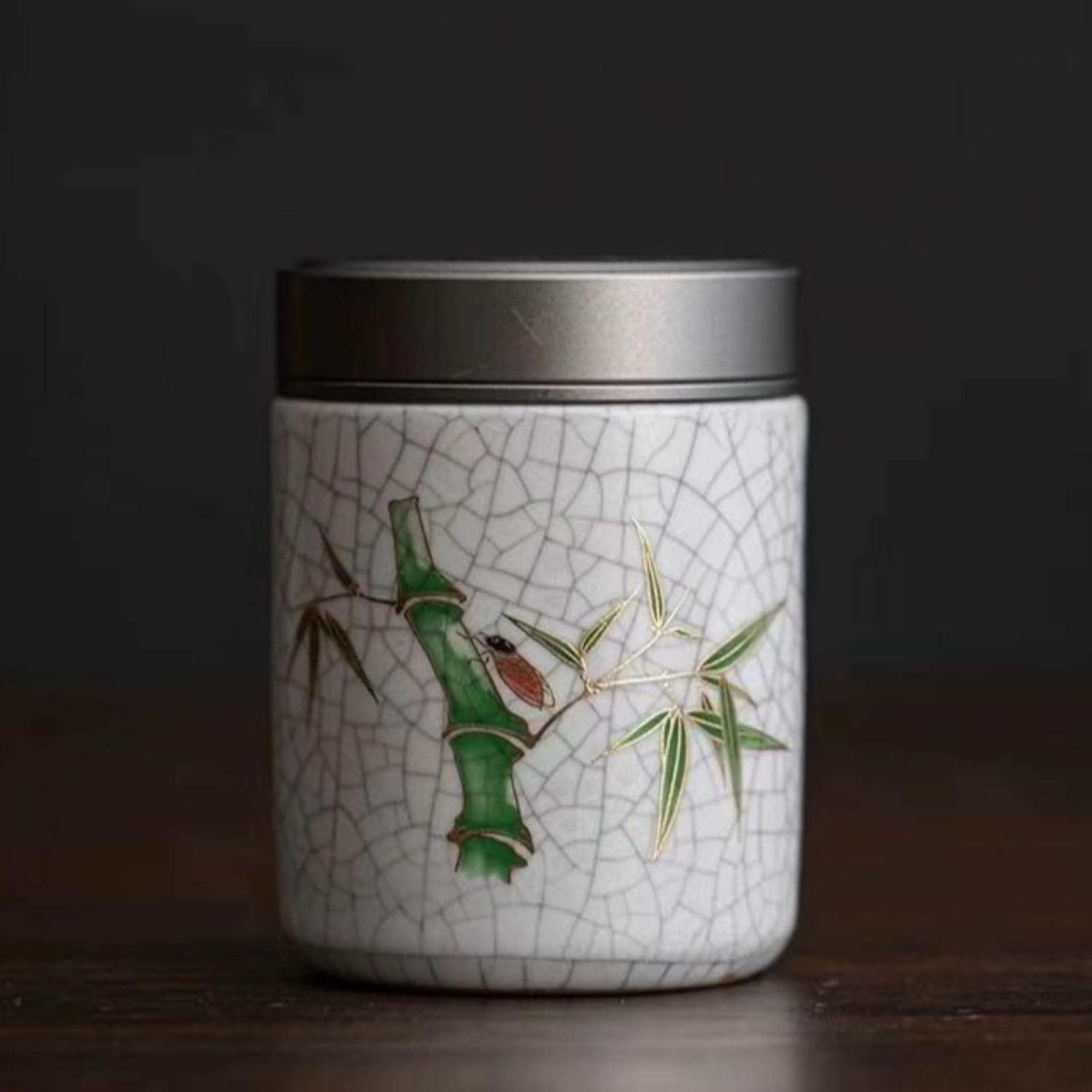 Ru Kiln Ceramics Mini Tea Canister, 100ml 3.4oz, Portable Sealed Jar Sealed Storage Tank