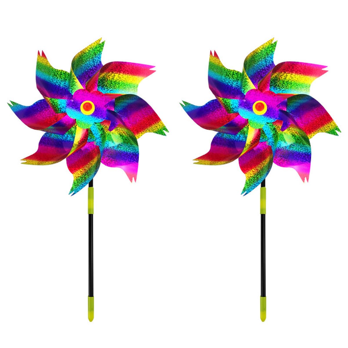 2 Packs Bird Deterrent Pinwheels Reflective Pigeon Deterrent Spinner Bird Scarers Whirl Pinwheel Holographic Scare Birds Pests Away From Lawn,Garden,orchard,Farm (multicolor)