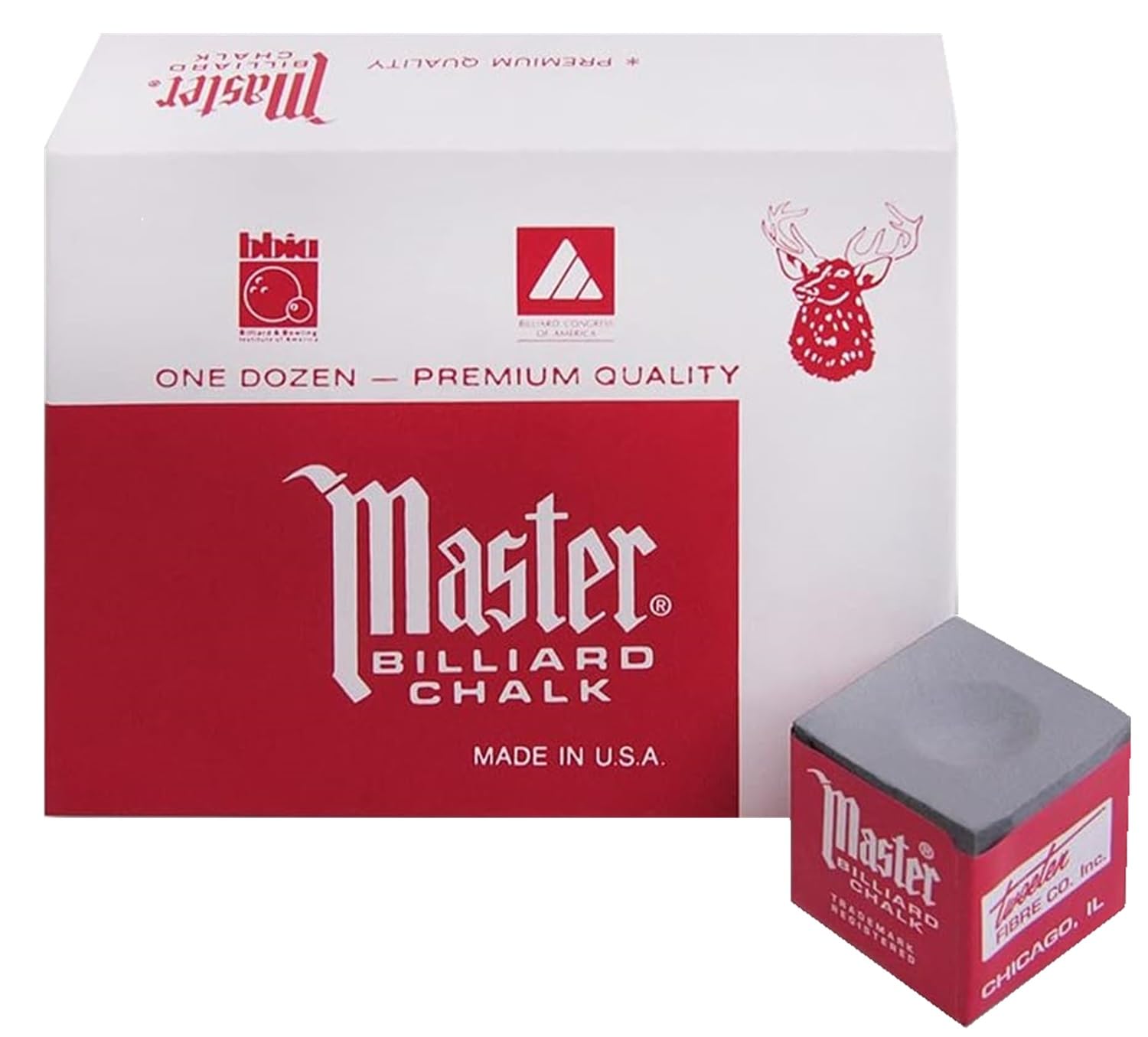 Tweeten Fibre Co Banker's Gray Billiard Pool Chalk Master Dozen Box