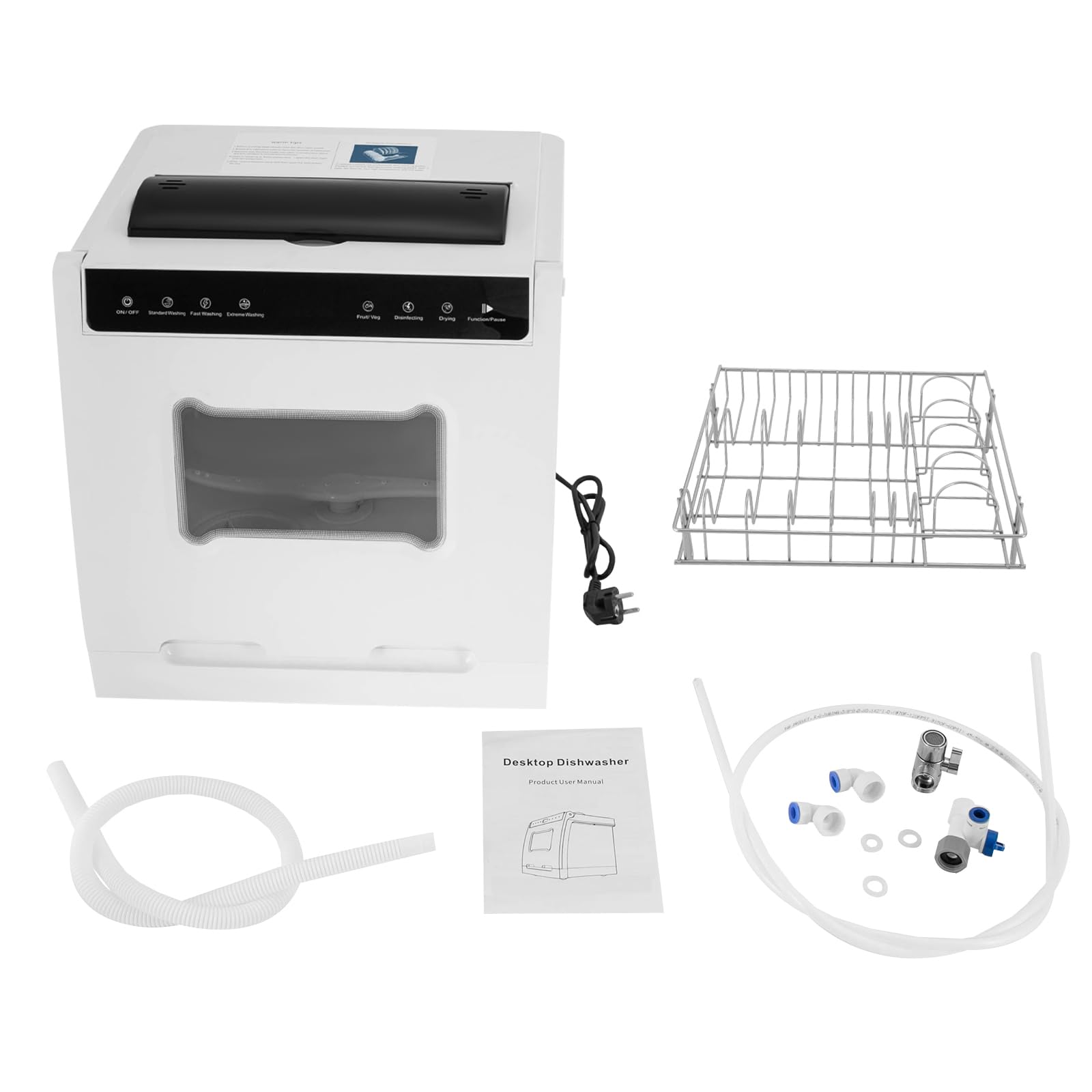 Lavastoviglie da tavolo, quattro modalità di lavaggio, controllo tattile, mini lavastoviglie, asciugatura e disinfezione automatiche, piccola lavastoviglie con cestello portaposate rimovibile e