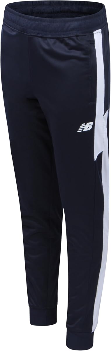 New Balance Boys Sweatpants, Performance Tricot Joggers, Drawstring Waist | Secure Zip Pockets, Breathable Stretch Fabric, Reinforced Stitching, Tapered Cuffed Hem for Gym, School & Field Play