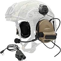 Vista 10 de COMTA 2 - Auriculares tácticos tipo casco con U94 PTT de 2 pines, auriculares con cancelación de ruido, para tiro de caza de airsoft