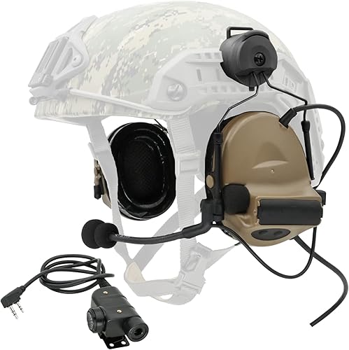 TSVISIONCORE COMTA 2 - Auriculares tácticos tipo casco con U94 PTT de 2 pines, auriculares con cancelación de ruido, para tiro de caza de airsoft