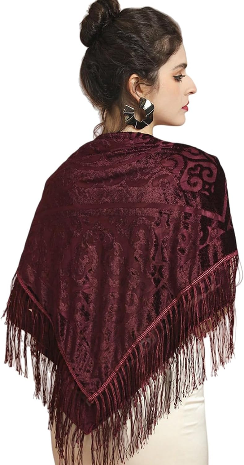K-Elewon Women's Scarf velour Shawls and Wraps for Evening Dress Bridesmaid Wedding Bridal Warm 43" Large Square Scarves H22