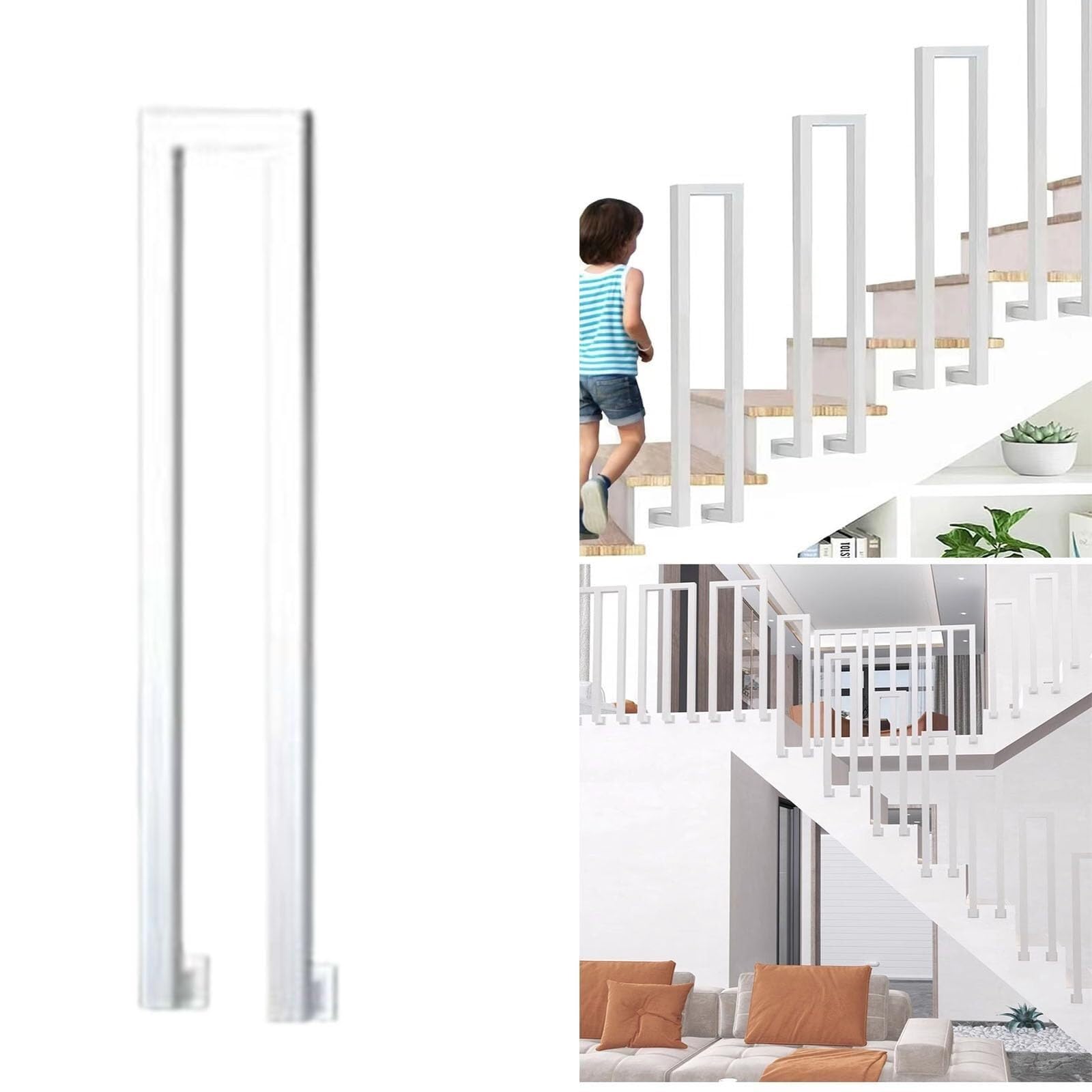 Garde-corps d'escalier en U main courante sécurisée pour entrée de maison loft et marche de jardin