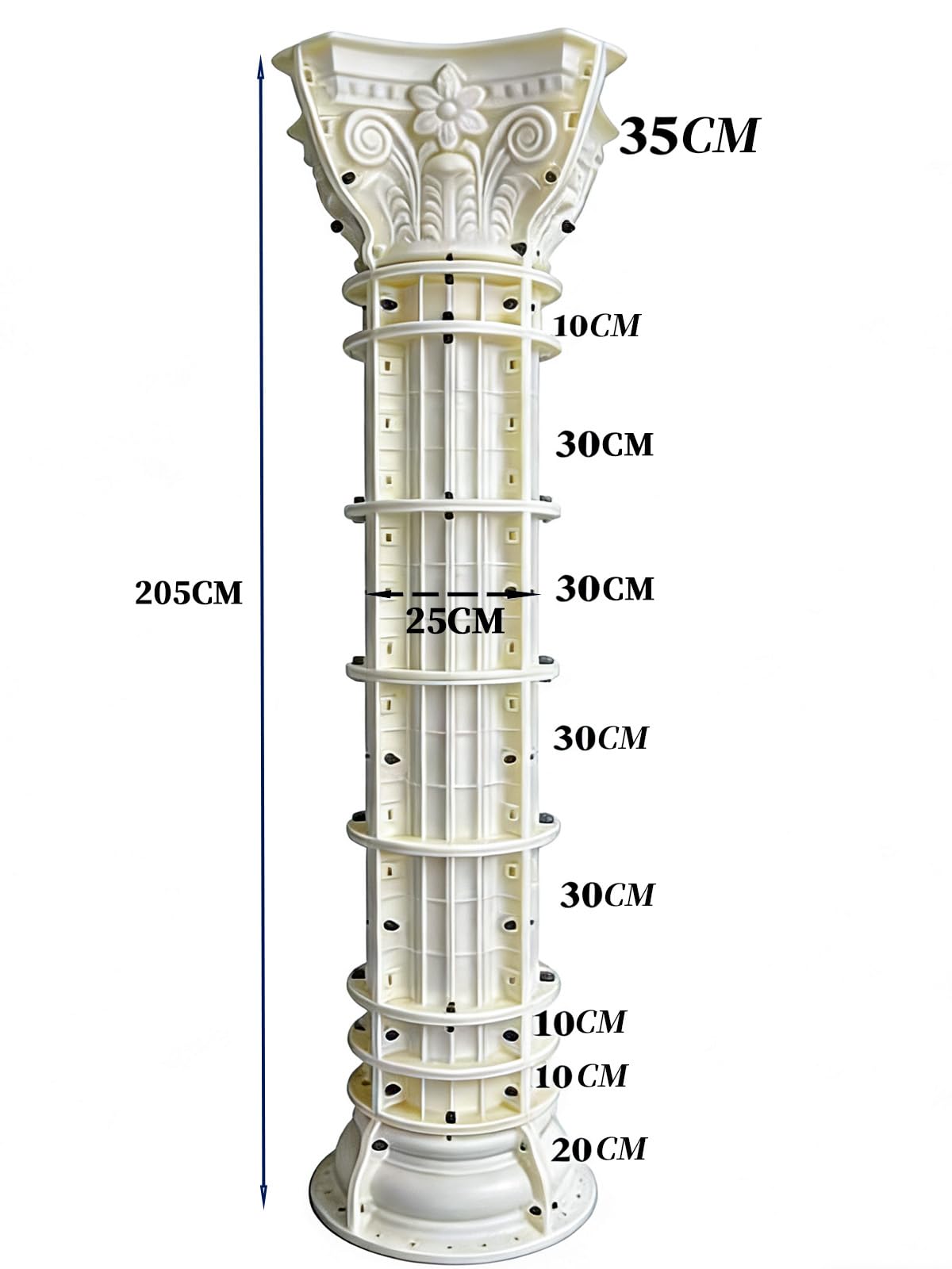 Betonform für römische Säulen, 25 cm Durchmesser × 205 cm Höhe, wiederverwendbare Betonsäulenformen, DIY, dekorative Säulenform für Haus, Veranda, Villenbau (Streifen)