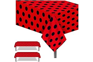 Vintage Polka Dots Ladybug Plastic Tablecloth