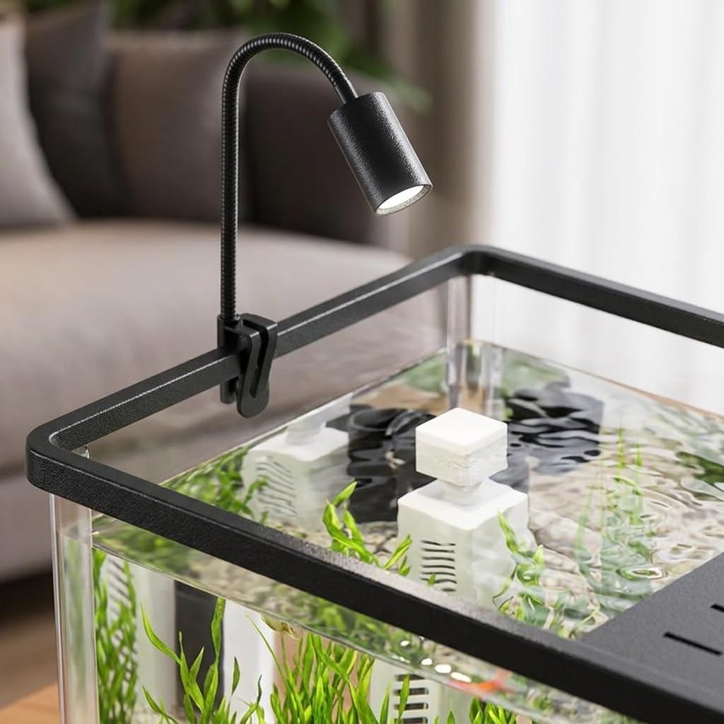 Acquario Completo per Pesci, Kit Acquario Acrilico con Pompa di Aerazione e Filtro, Vasca per Pesci con Decorazioni per Casa e Ufficio
