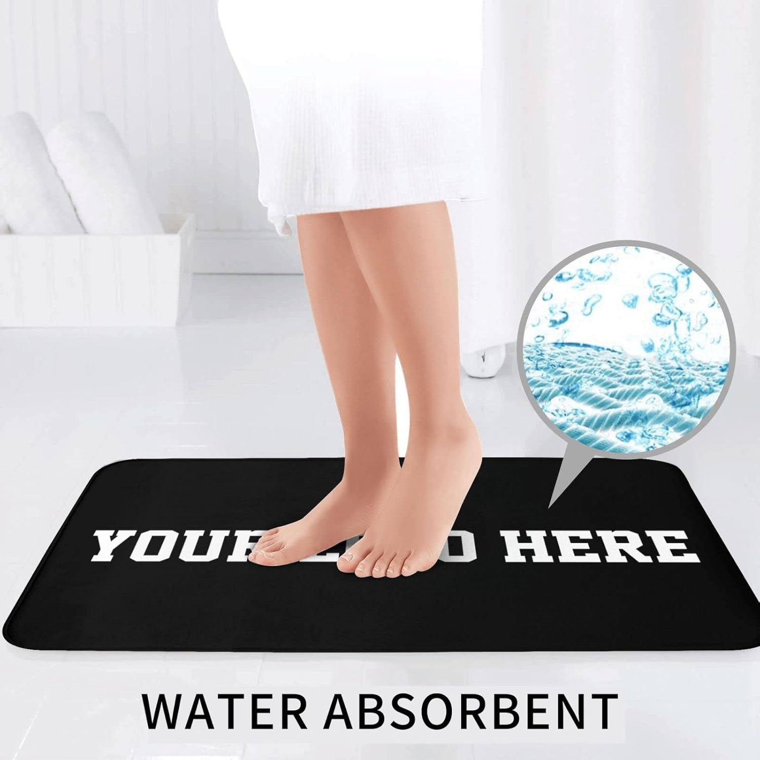 Personalized Bathroom Rugs Sets 3 Piece, Includes U-Shaped Contour Toilet Mat, Custom Bath Rug Design Your Photo Logo Text Non-Slip Bath Mat Set 31.5 X 20 in