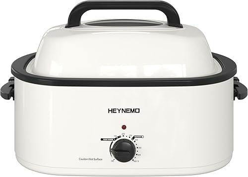 Miniatura 19 de Horno tostador de 18 cuartos de galón con tapa de autohilvanado, horno eléctrico de pavo de acero inoxidable de 1450W con asas de tacto frío, Negro