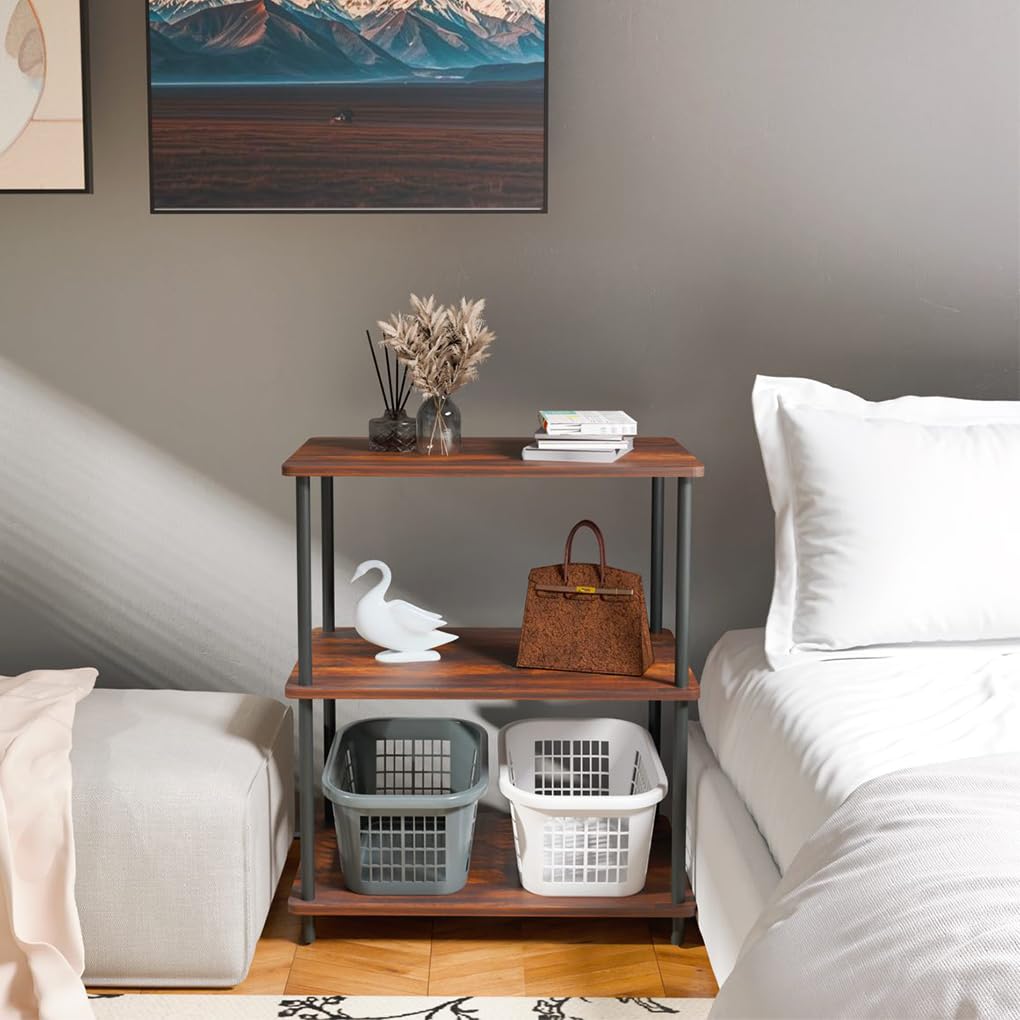 nding Boohelf - Scaffale aperto in metallo, 3 ripiani, marrone e nero, per casa, ufficio, soggiorno, camera da letto, cucina, design modulare