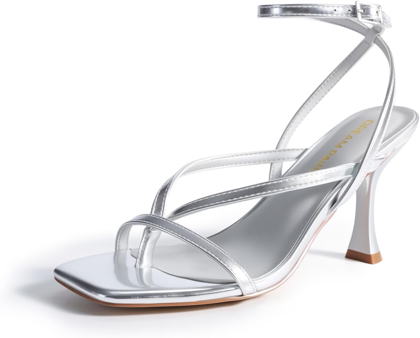 DREAM PAIRS Women's Low Kitten Heels Strappy Design with Lace Up Open Square Toe Thong Ankle Strap Shoes Fashionable Sexy Sylvestra Heeled Sandals for Dressy Occasions