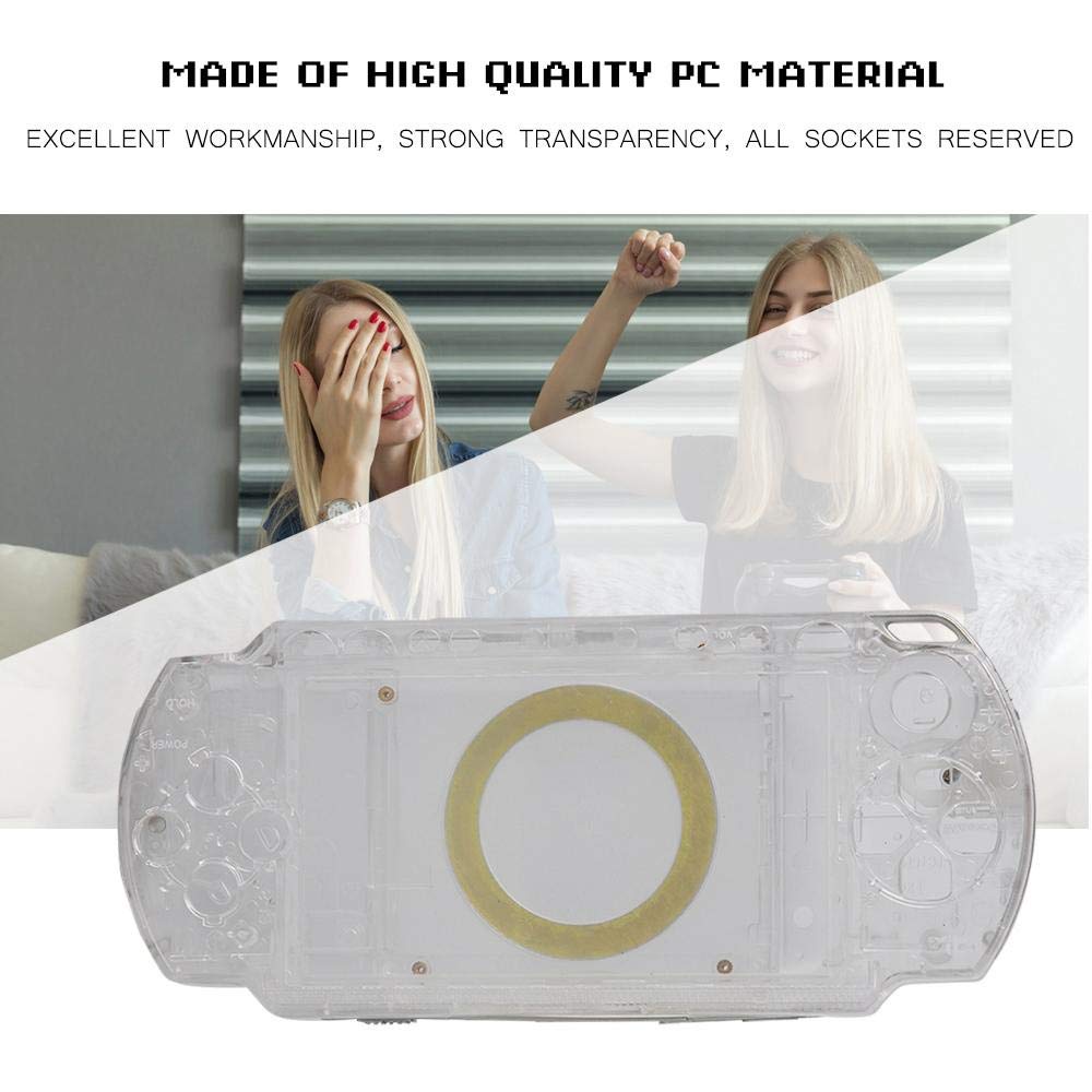 Socobeta Game Console Shell Replacement Game Console Housing Set with Buttons Kit Compatible with PSP 1000(Clear)