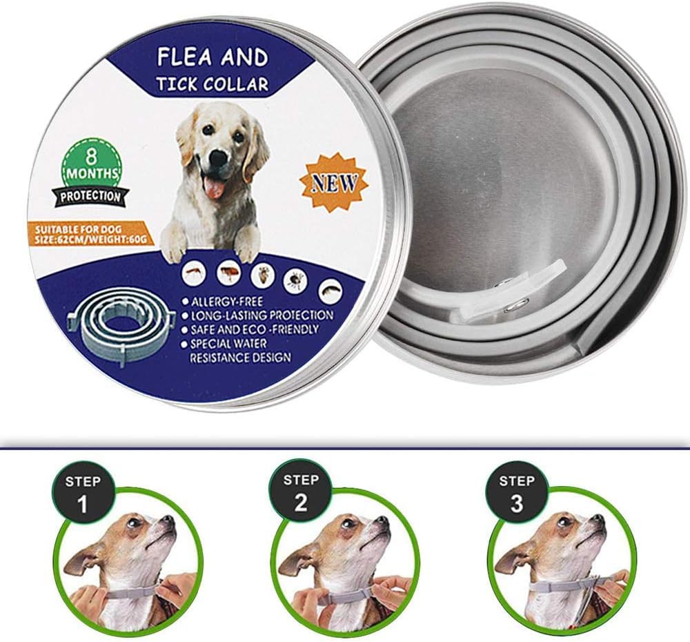 aiMaKE Tamaño Ajustable Collar Antiparasitos para Perro, Collar Antipulgas, Collarcontra Pulgas Garrapatas y Mosquitos para Perros y Gatos, Duracion 8 Meses -63cm