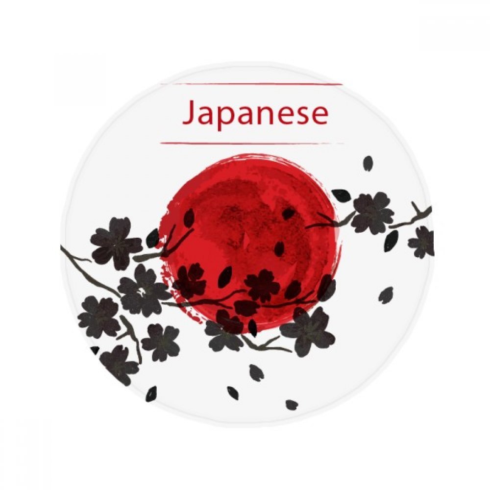Pinceau peinture sakura tapis rond de sol anti-slip 80 x 80cm