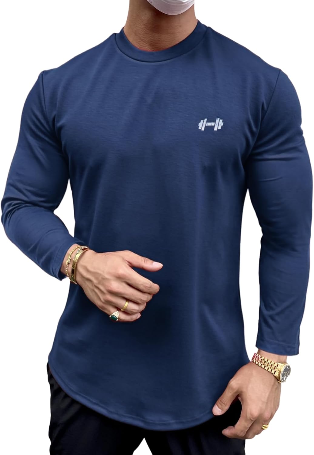 Men's Muscle Fit Longline Bodybuilding Workout Casual Fashion Short Sleeve T-Shirt