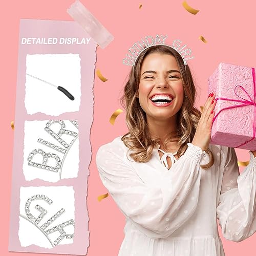 Miniatura 3 de Diademas de cumpleaños para mujer, tiaras y coronas blancas plateadas para mujeres y niñas, decoración de fiesta de cumpleaños, corona de princesa,