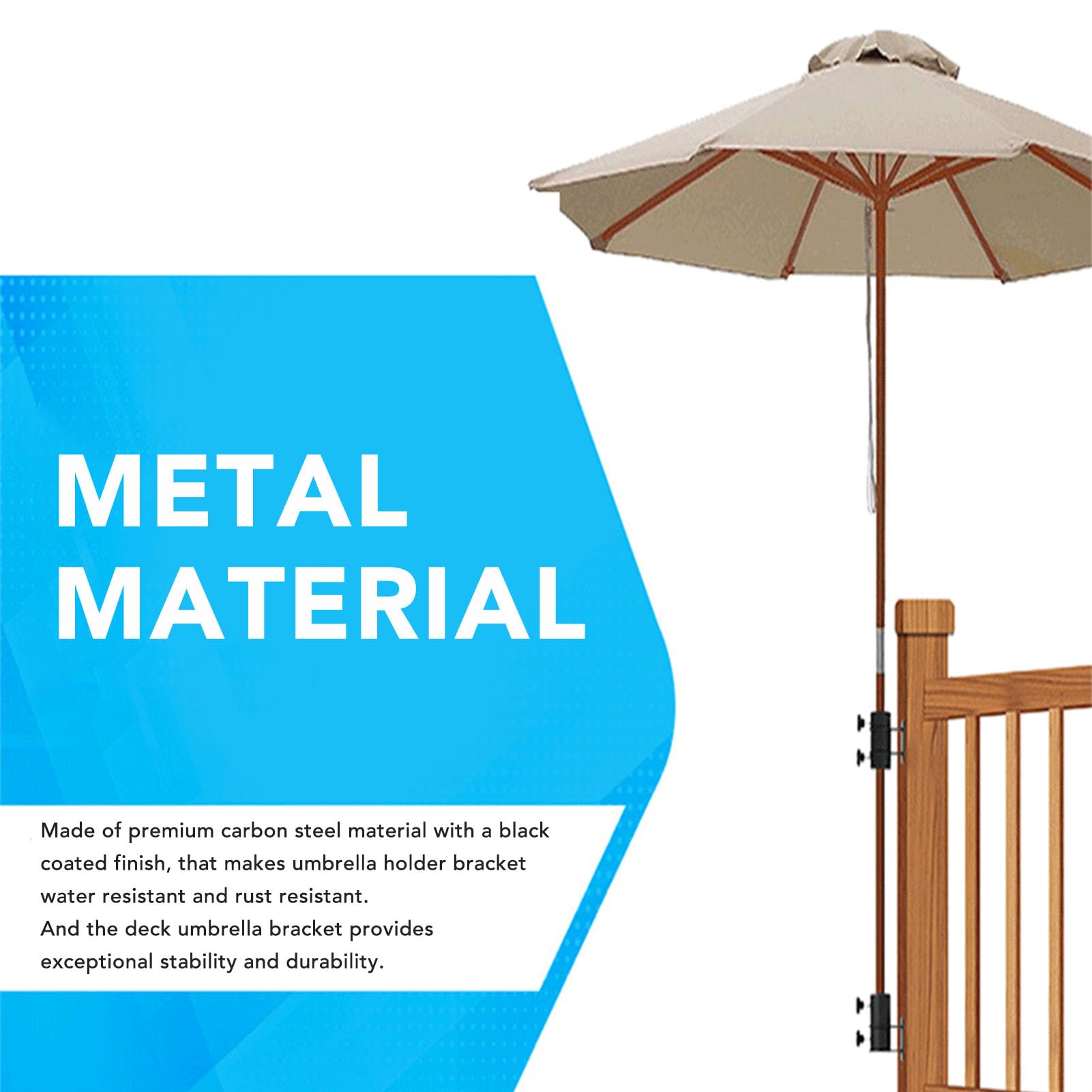 Patio Umbrella Base, Carbon Steel Patio Umbrella Holder, Outdoor Deck Umbrella Mount, Metal Deck Mount Umbrella Stand Outdoor Umbrella Mount Bracket for Deck Railings