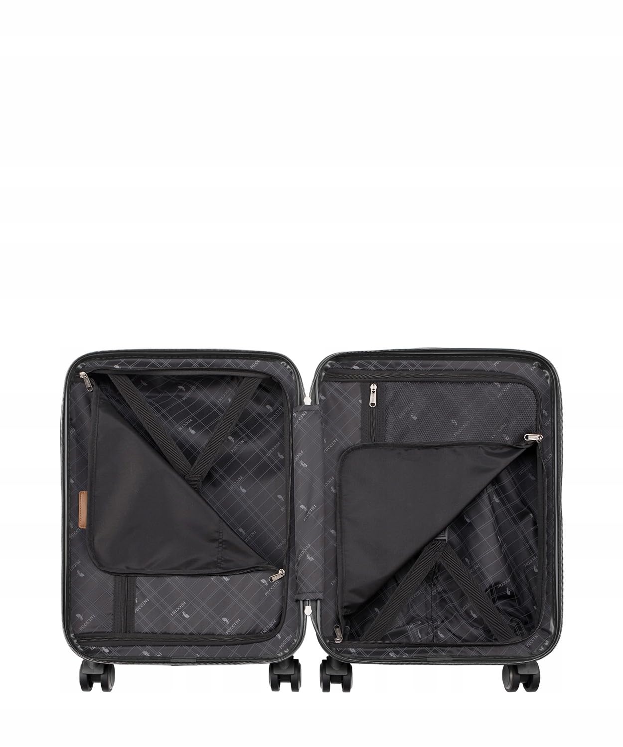PUCCINI Walizka Kabinowa, Twarda, Antracytowa, Poliwęglanowa, 53,5x37x20 cm, 2,6 kg, 4 Kółka Obrotowe 360°, TSA