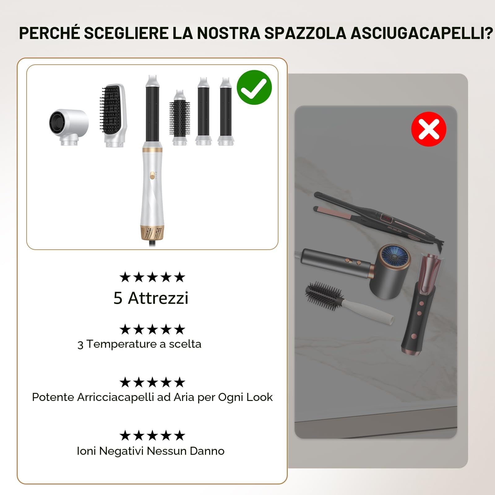 Souvik Spazzola Asciugacapelli Multifunzione, Spazzola ad Aria Calda, Automatico Arricciacapelli, Piastra per Capelli, Asciugacapelli Ionico, Per Asciugare, Volumizzante, Capelli Ricci, Bianco
