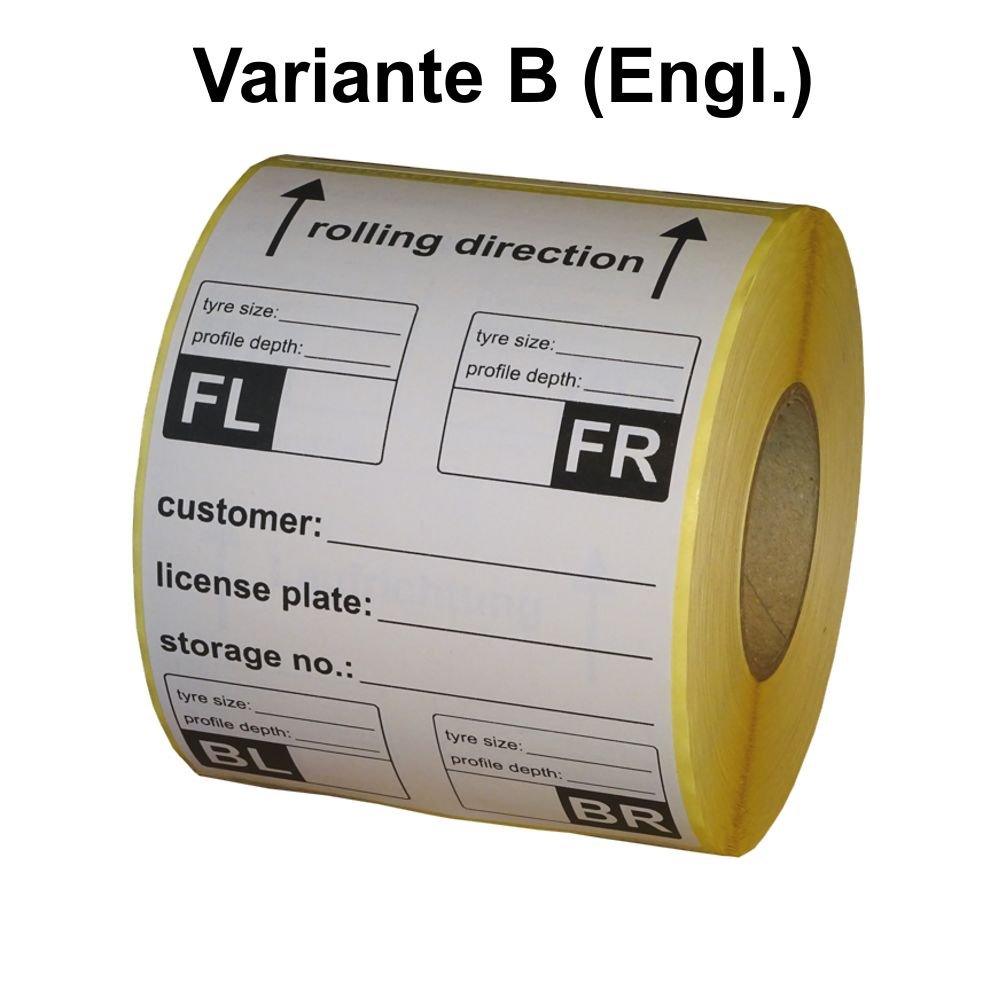 Pneumatici Etichette per einlagerung/Tire Labels Extra Forte aderenza – 100 X 150 mm – 200 pezzi – Variante B – Inglese