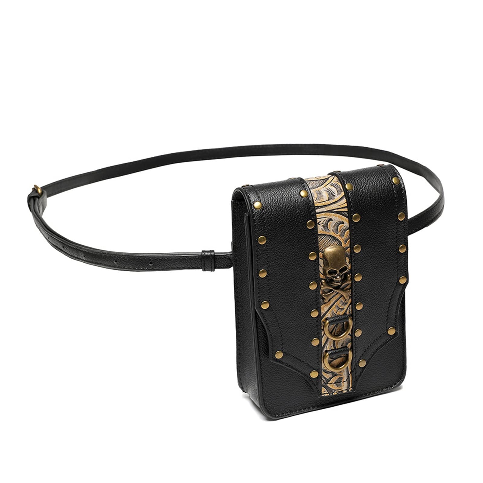 Riñonera Punk Bolso de Mujer Cuero Punk Straddle Small Bag Outdoor Retro Riñonera para Ciclismo Senderismo