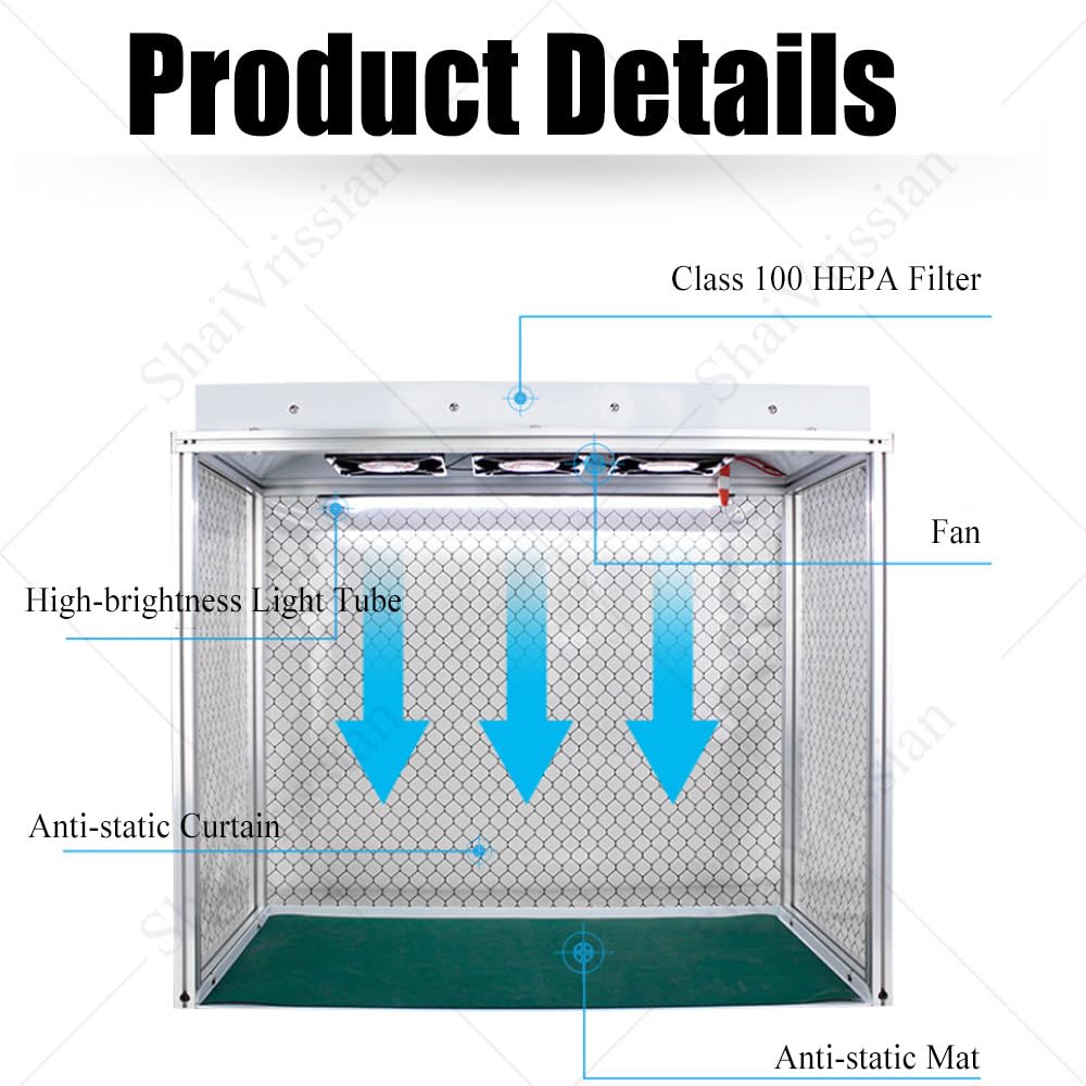 Air Flow Clean Bench Mit Klasse100 Hepa-System | Vertikale Laminar-Flow-Haube,3ventilatoren,Geräuscharmer Betrieb,Elektronikreparatur,Reinraum,Labor,Staubfreie Werkbank