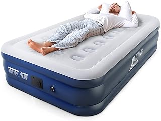 Premium Single Inflatable Mattress | Airbed for Home with Built-In Pump | 3 Min Self Inflating Blow Up Bed | Flocked Surface & Puncture Resistant Air Bed for Guests & Camping 187x99x53cm