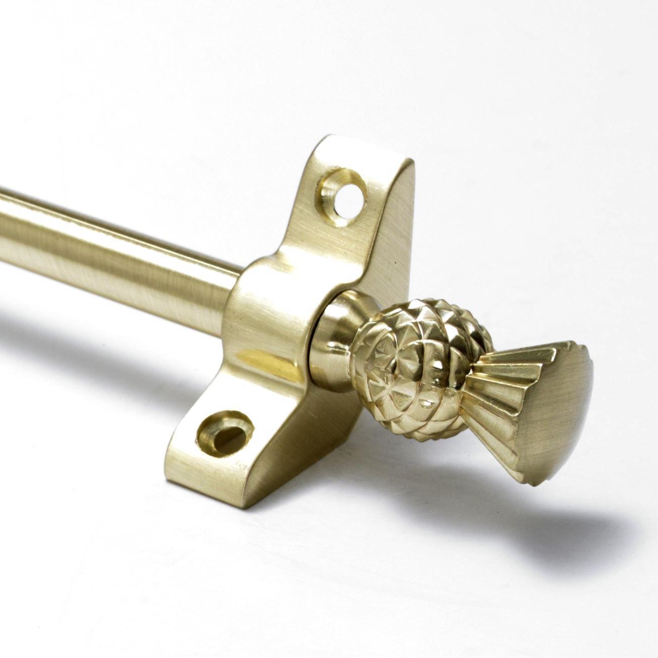 Simplicity Quality Stair Rods 3/8" x 28.5" Satin Brass Flat bar Thistle Finial