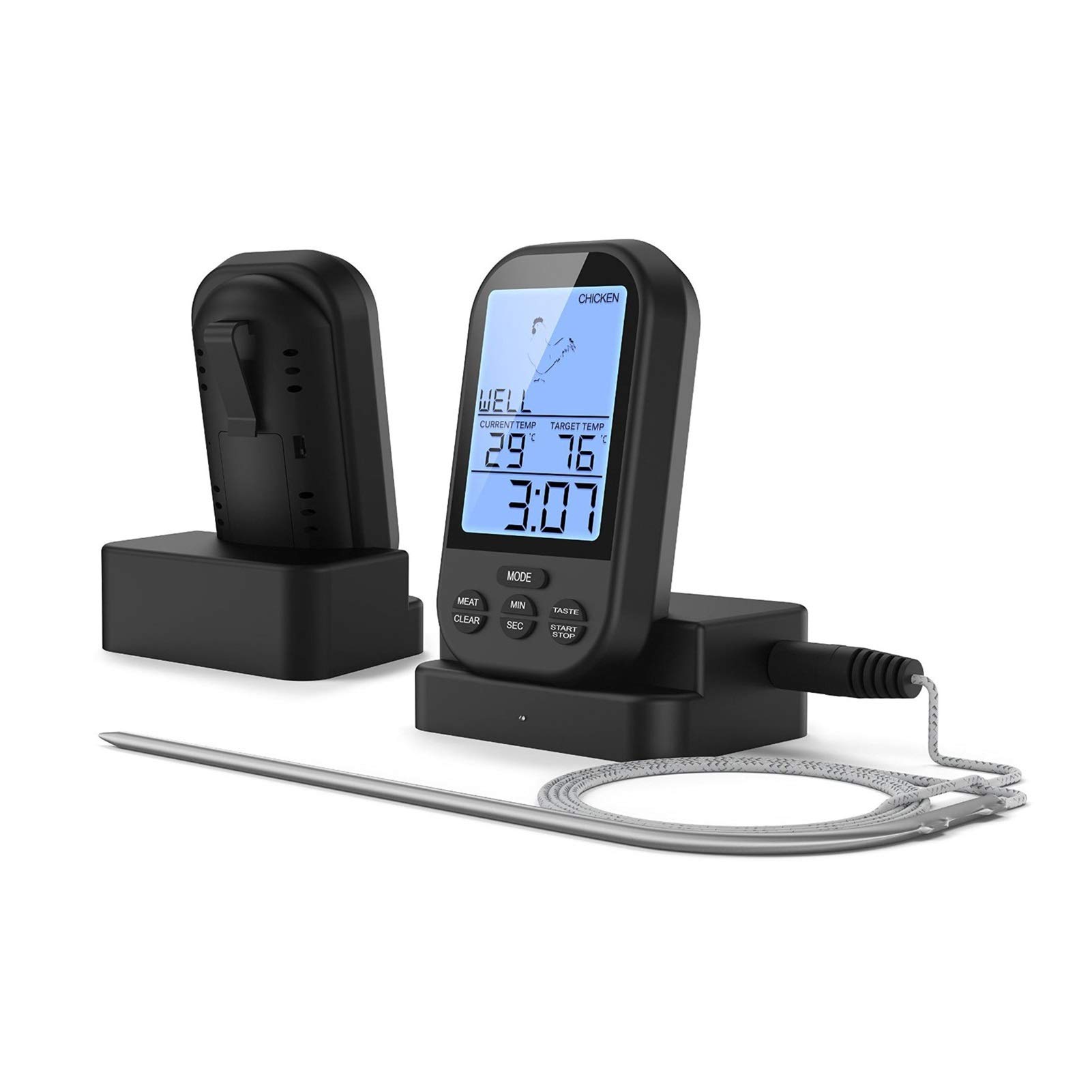 Termometro for Carne, termometro for Carne Wireless for Grigliare con Doppia sonda Termometro Digitale for la Cottura degli Alimenti for Fumatore BBQ Grill Termometro
