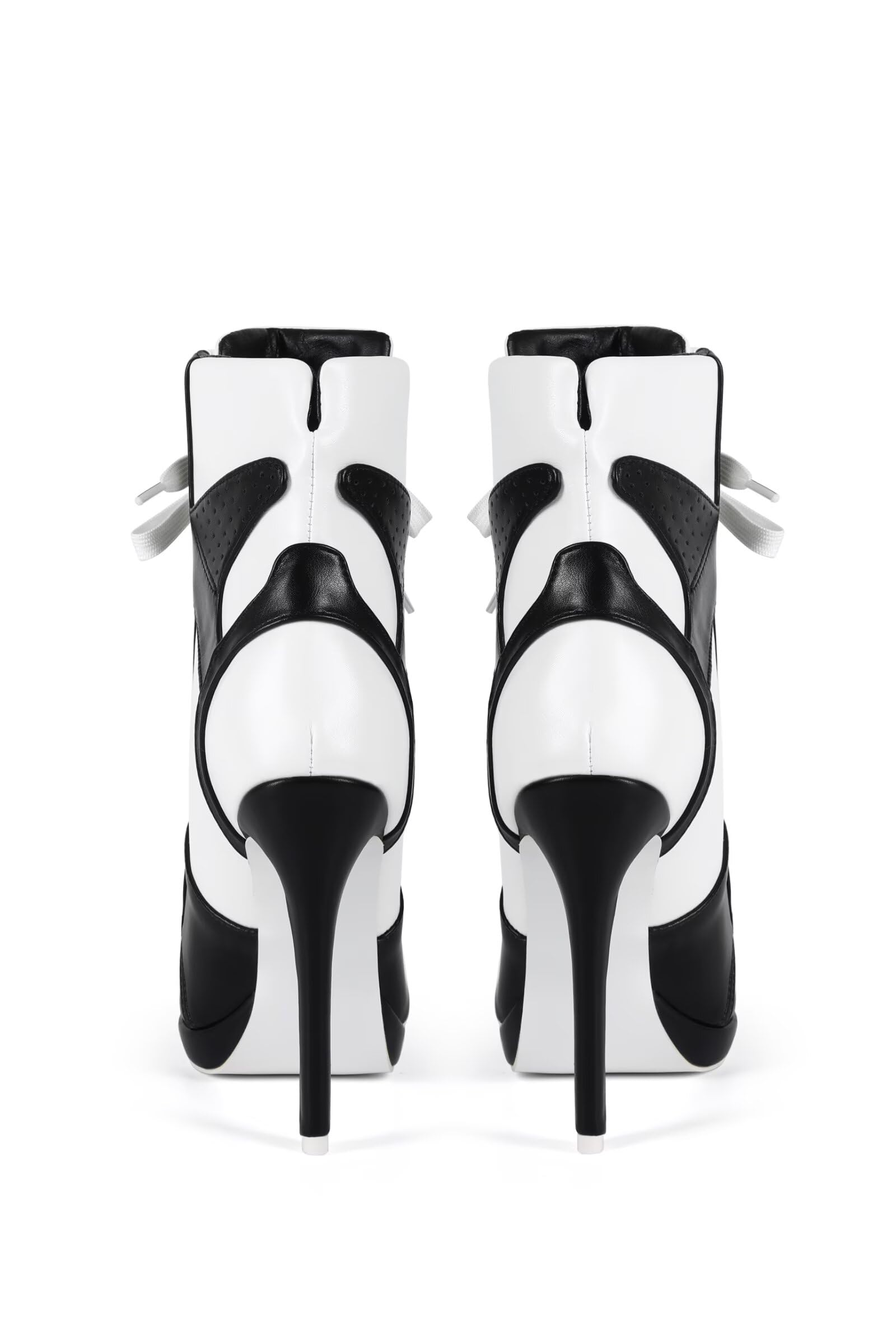 Frankie Hsu Stiletto sportowe buty do koszykówki na wysokim obcasie, czarno-białe tenisówki, duży rozmiar modne designerskie buty dla kobiet mężczyzn