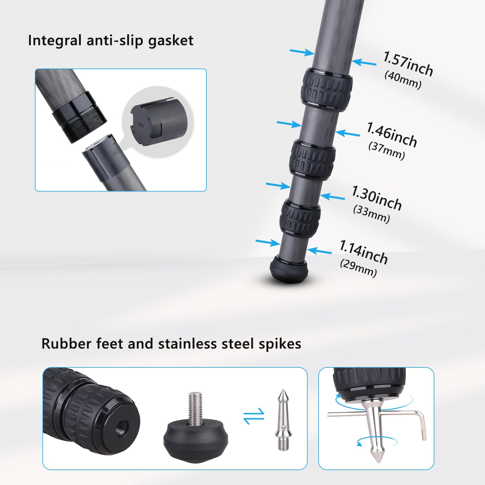 Treppiede in alluminio resistente ultra stabile da 40 mm con adattatore per ciotola da 75 mm per fotocamere DSLR, carico massimo 39,9 kg/40 kg (alluminio 90C)