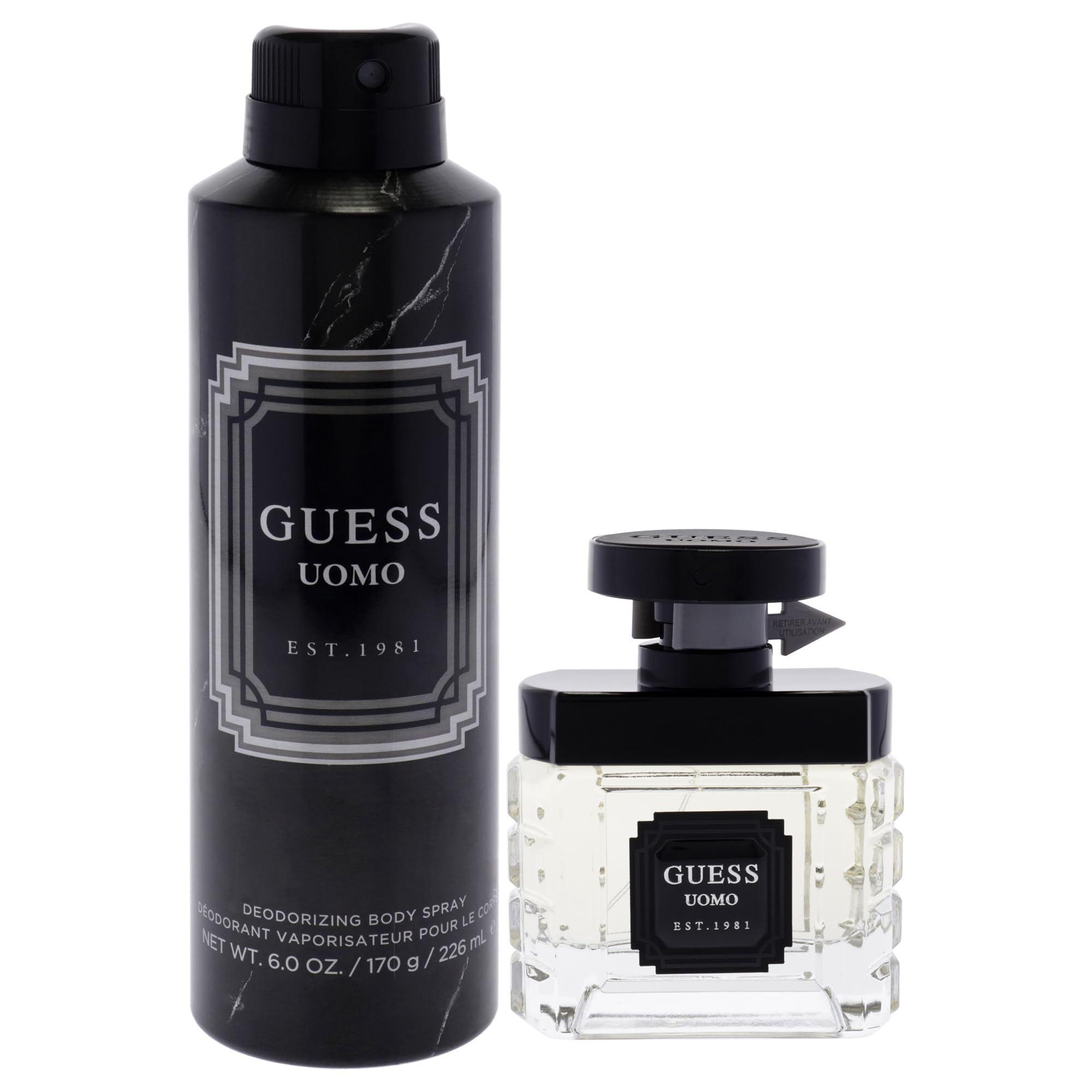 Guess Uomo by Guess for Men - 2 pezzi regalo set 1,7oz EDT spray, 6oz Deodorizing Body Spray